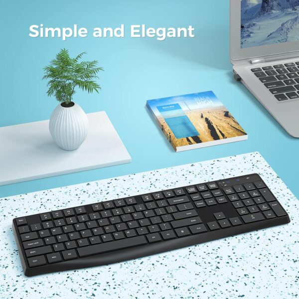 Lovaky MK98 Wireless Keyboard, 2.4G Ergonomic, Computer Keyboard, Enlarged Indicator Light, Full Size PC Keyboard with Numeric Keypad for Laptop, Desktop, Surface, Chromebook, Notebook, Black - Image 8