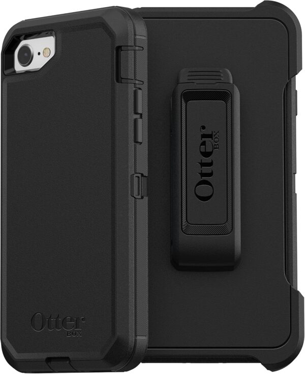 OtterBox iPhone SE 3rd & 2nd Gen, iPhone 8 & iPhone 7 (not Compatible with Plus Sized Models) Defender Series Case - Black, Rugged & Durable, with Port Protection, Includes Holster Clip Kickstand - Image 2